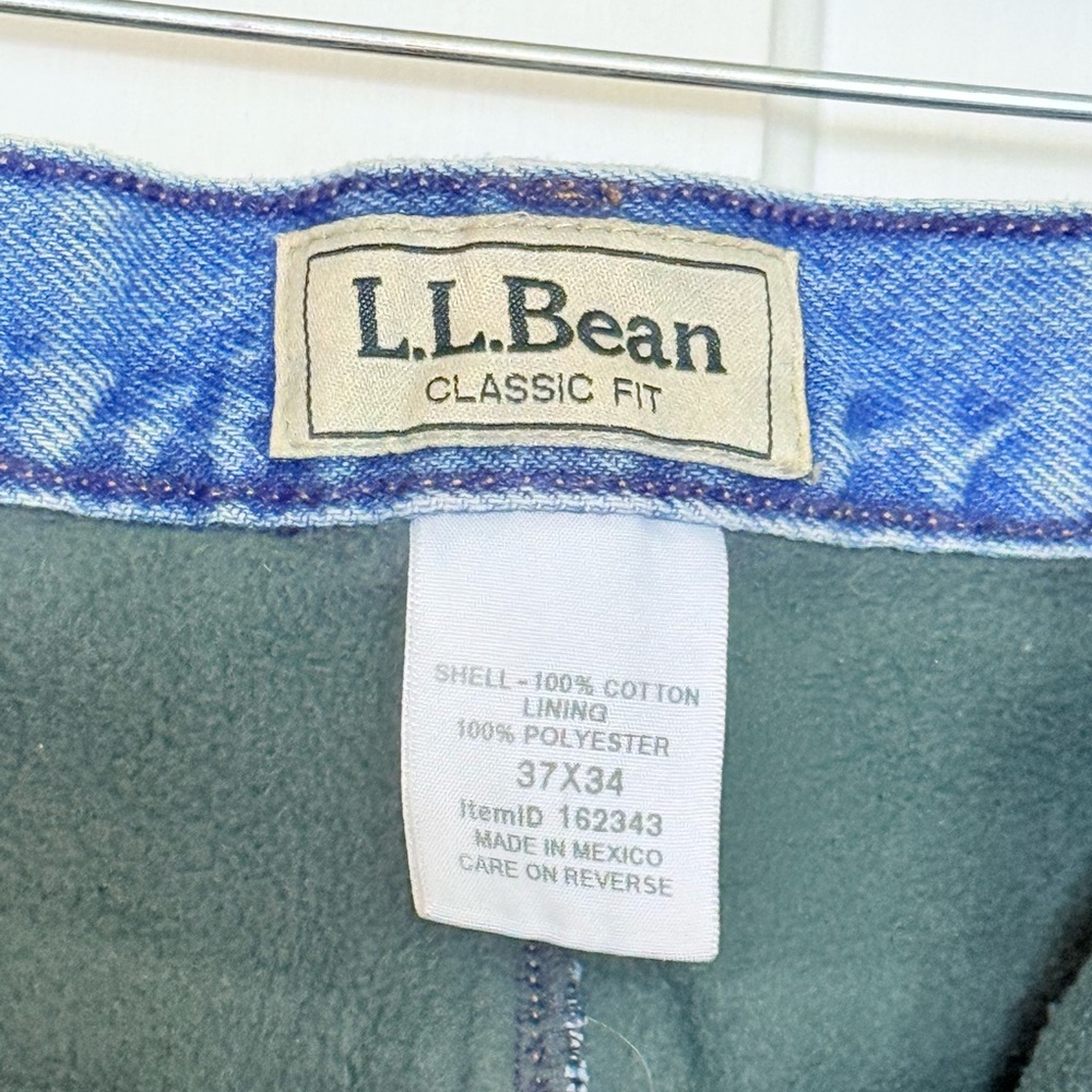 L.L. Bean Fully Fleeced Lined Denim Jeans Mens 37x34